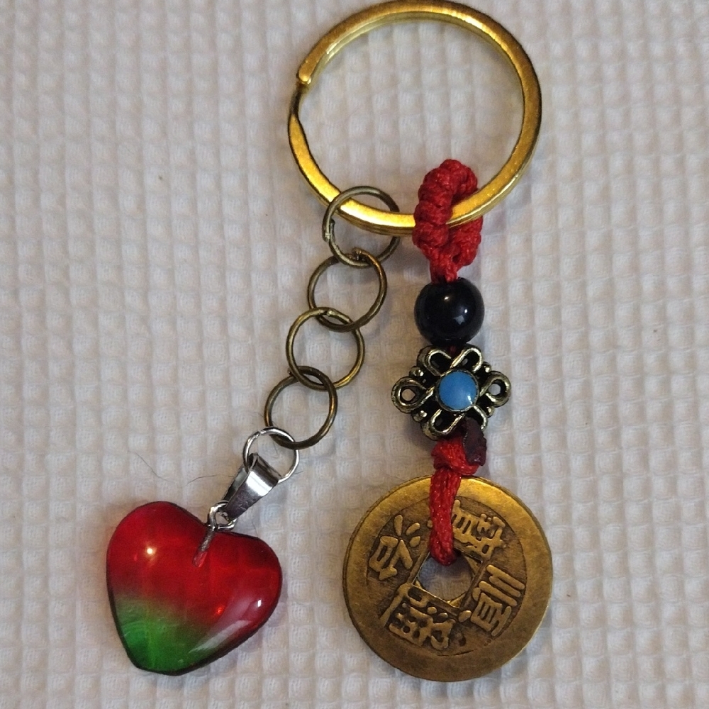 Multicolor Heart Charm Keychain